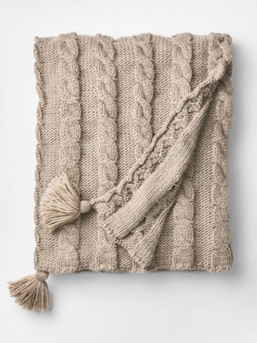 STUDIO MCGEE NWT Knit Tassel Braided Throw -Neutral